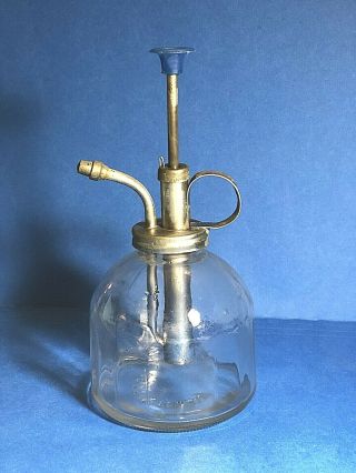 Vintage Chrome Plant Water Atomizer Mister Clear Spray Bottle - Made In Taiwan.