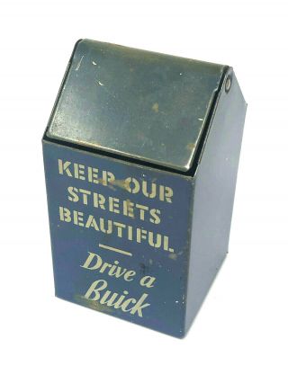 Vintage Mini Trash Can,  " Keep Our Streets ",  Drive A Buick,  Tin