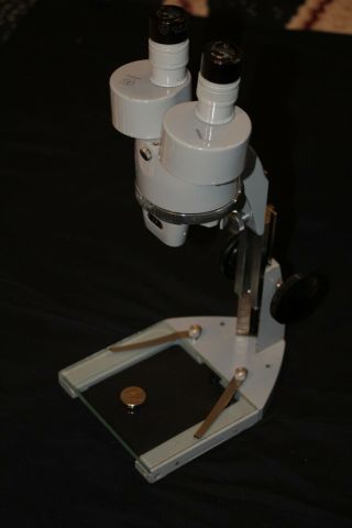 Reconditioned Vintage AO Spencer STEREO Microscope.  10X and 20X.  Solid Brass 3