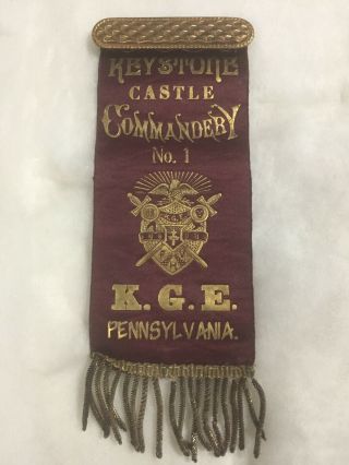 Knights Of The Golden Eagle (k.  G.  E. ) Ribbon.  Keystone Casle Commandery No.  1