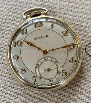 Vintage Bulova Swiss 15j,  Chesterfield,  17ah 10k Rolled Gold Plate Pocket Watch