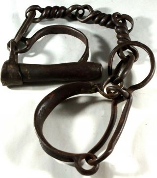 Antique Puzzle Lock Leg Irons Prison Restraints Old No Key