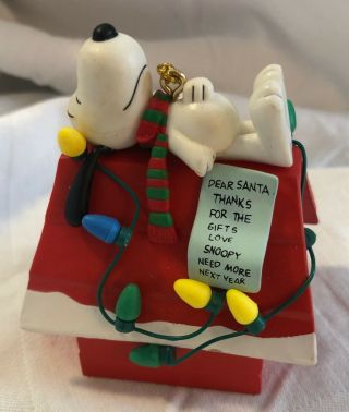 Snoopy Santa Letter Doghouse Christmas Tree Ornament Peanuts