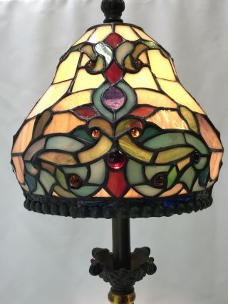Vtg Dale Tiffany Stained Slag Glass Lamp Shade Arts & Crafts Deco Gems Small 8 "