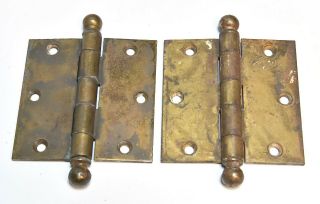 Vintage Brass Finish Style Canonball Pin 3 1/2 X 3 1/2 Hinges