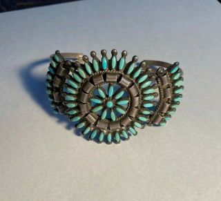 Vintage Zuni Petit Point Sterling Silver Turquoise Cuff Bracelet Amy Peynetsa