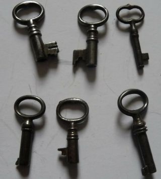 Six Miniature Steel Keys For Jewellery Boxes And Caskets
