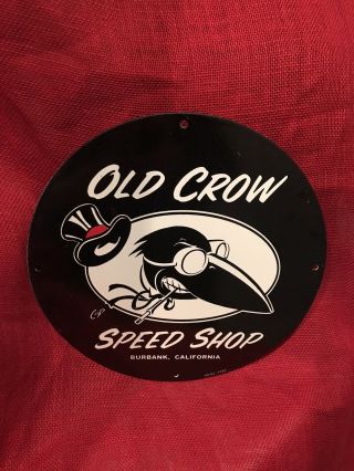 1942 Vintage Style,  Old Crow Porcelain Sign 12  Round