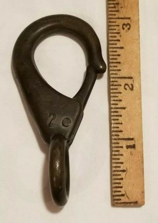 Vintage 3 " Brass Bronze 2 Clasp Clip Hook Nautical Flag Marked Italy