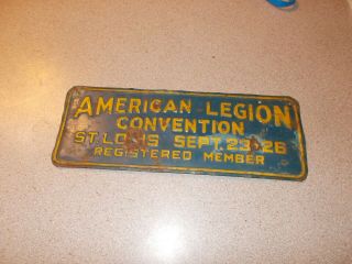 Antique American Legion Metal Sign.  St.  Louis Convention.
