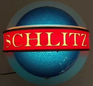 Vintage Schlitz Spinning Blue Globe Beer Lighted Wall Sconce Sign Rare