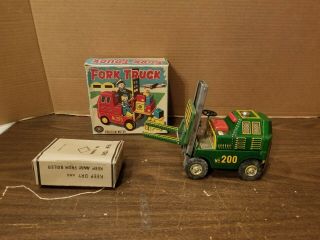 Vintage Modern Toys Japan Tin Litho Friction Fork Lift Truck 200 Green