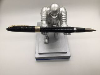 Vintage Black Statesman Sheaffer Snorkel Fountain Pen With Rare PbAg STUB Nib 2