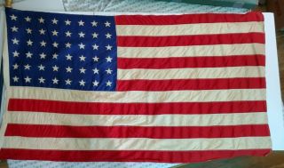 Vintage United States Of America Usa 48 Star Flag 33” X 60” Cotton Linen