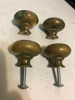 4 Old Cast Brass Mission Art Craft Craftsman Deco Round Drawer Door Knob Pulls