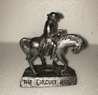 Vintage 1983 The Circuit Rider Pewter Statue 3.  5” By Ricker Rare