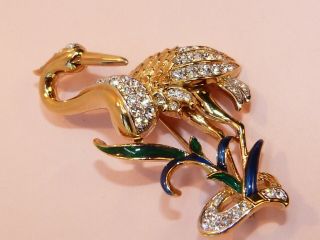 Attwood And Sawyer 22ct Gold - Plated Rare Vintage Heron Brooch