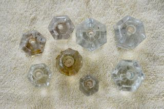 8 Vintage Glass Drawer Knobs,  Pulls,  Various Sizes