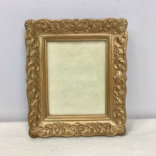 Vintage Plastic Picture Frame Gold Tone Ornate Fancy For 4.  5x3.  5 " Photo Retro