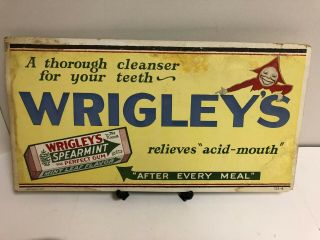Vintage Wrigley’s Spearmint Gum Trolley Cardboard Sign