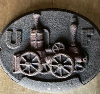 Vintage Cast Iron Uf United (union) Firefighter Insurance Fire Mark Plaque Sign