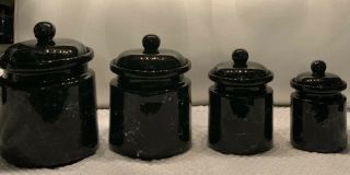 Vintage 4 Pc Black Marble Canister Set Very Heavy
