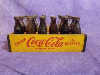 Vintage 50s Coca Cola Coke Miniature Bottles Wooden Crate San Miguel Philippines