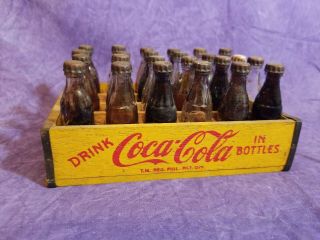 Vintage 50s Coca Cola Coke Miniature Bottles Wooden Crate San Miguel Philippines 2
