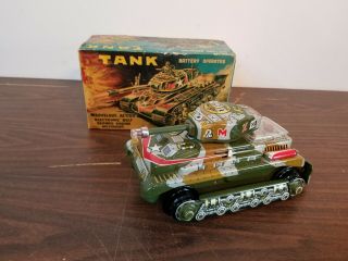Vintage Nomura (tn) Japan Tin Battery Operated Toy M - 48 Army Tank