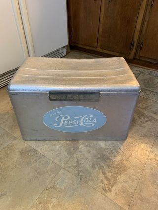 Vintage Drink Pepsi Cola Aluminum Ice Box Cooler Cronstroms Usa