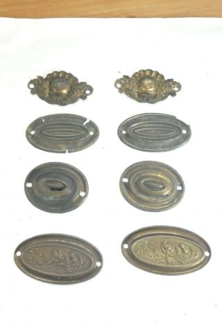 8 Antique Pull Drawer Handle Back Plates Brass Copper 4 Matching Pairs