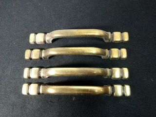 4 Vintage National Lock Company Drawer Pulls Dressers Cabinets Brass 3 " C To C
