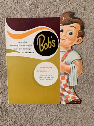 Vintage Bob’s Big Boy Restaurant Die Cut Style Menu - Classic Diner Hamburgers