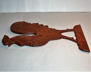 Old ROOSTER BIRD Hand Carved Wood Plaque Art Sculpture Statue Figurine Vintage 3