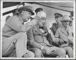 Winston Churchill At U.  S.  Army Maneuvers 1942 Press Photo Wwii