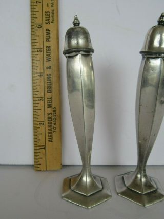 Antique Art Deco Silver Plate W B MFG Co Tall Salt & Pepper Shakers 2