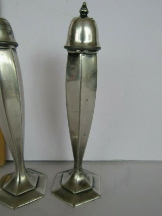 Antique Art Deco Silver Plate W B MFG Co Tall Salt & Pepper Shakers 3