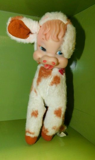 Vintage Star Creations Rushton Rubber Face Plush Spotted Cow Stuffed Animal