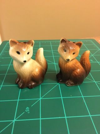Vintage Ceramic Fox Salt And Pepper Shakers The Cutest