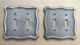 American Tack & Hdw - Pair Vintage 1968 Gold Cast Metal Double Switch Plate 70tt