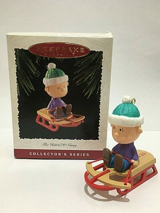1995 Hallmark The Peanuts Gang Linus On Sled Ornament Keepsake Collector 