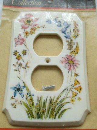 Vintage Electrical Plug Outlet Cover Plate Cute Floral Retro