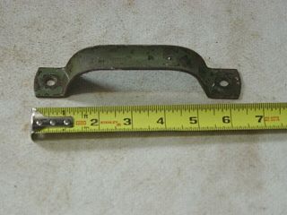 6 1/2 " Vintage Heavy Duty Barn Door Handle Old Rustic Iron Chipped Green Paint