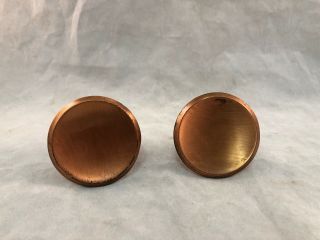 2 Vintage Heavy Copper Drawer Pull Cabinet Handle Knobs Patina 2”