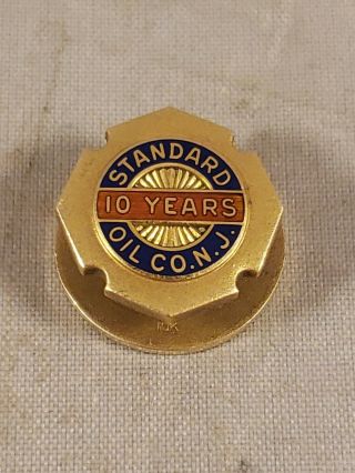 Vintage 10 Years Standard Oil 14k Gold Service Pin W/ 10k Gold Back