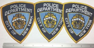3 X Vintage City Of York Police Department Embroidered Patch,  Nyc Ny Usa