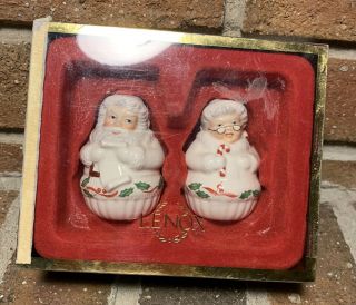 Vintage Lenox Christmas Santa & Mrs.  Clause Salt And Pepper Shaker Set