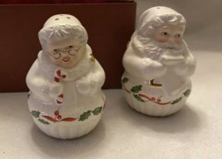 Vintage Lenox Christmas Santa & Mrs.  Clause Salt and Pepper Shaker Set 2