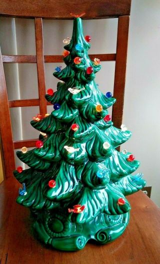 Vintage Atlantic Mold Lighted 17 " Ceramic Christmas Tree Complete