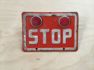 Vintage Motorcycle Bicycle Stop Sign Fender Attachment Topper License Plate Look